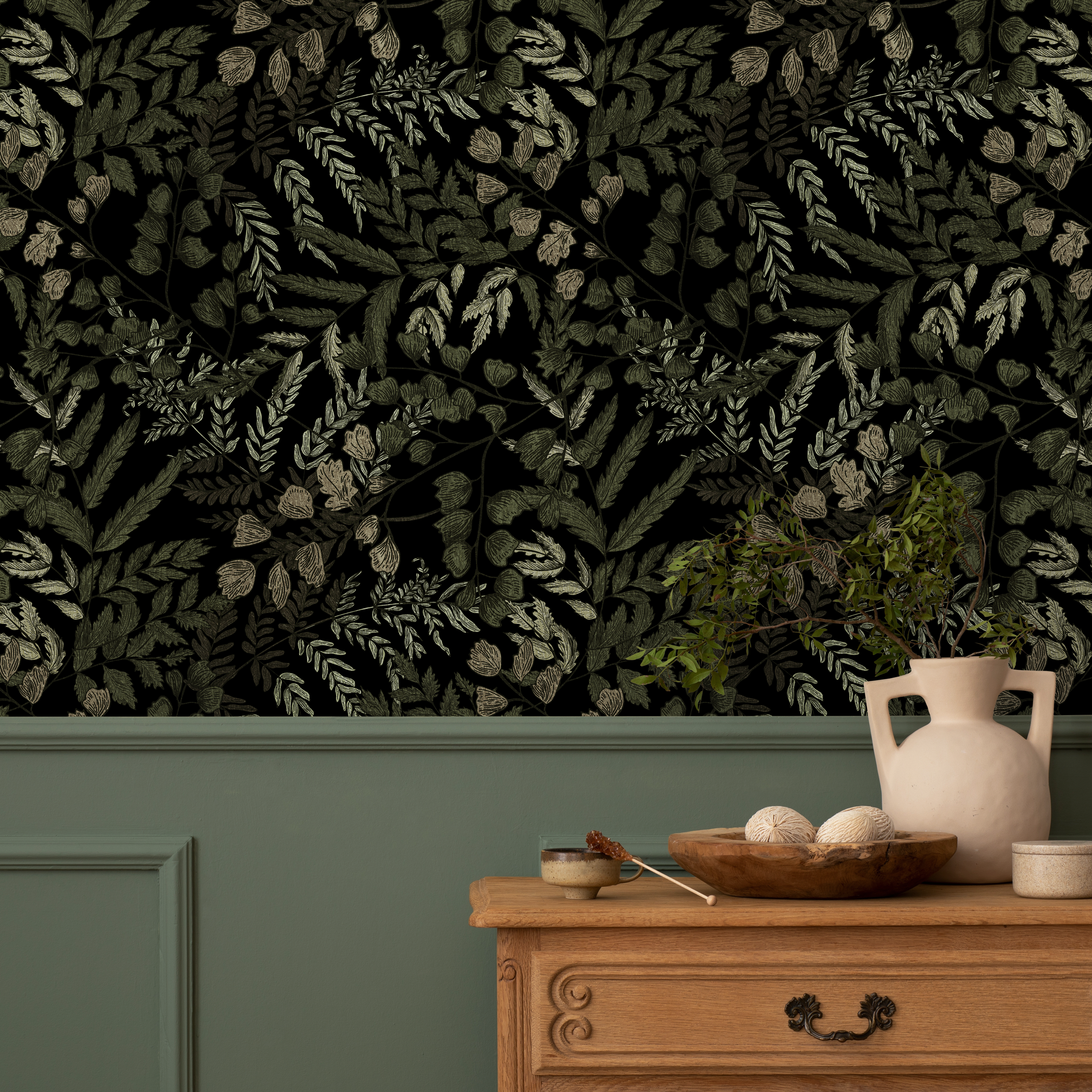 Dark Green Peel and Stick Wallpaper