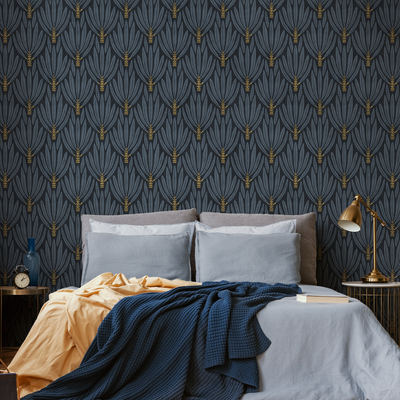 Navy Blue Textured Wallpaper