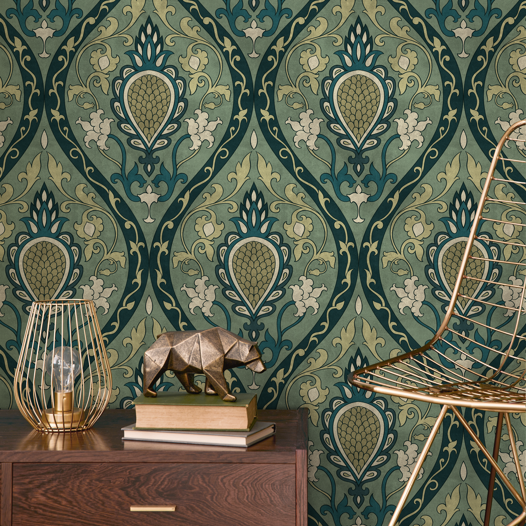 Dark Sage Green Wallpaper