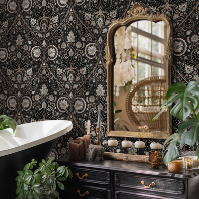 Black Wallpaper For Bathroom