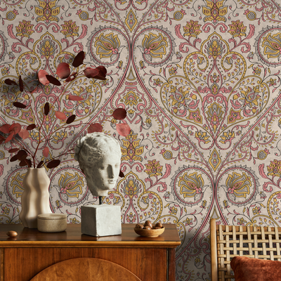 Wallpaper Damask Pink