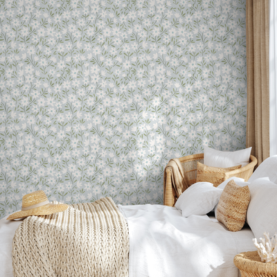 Blue White Floral Wallpaper