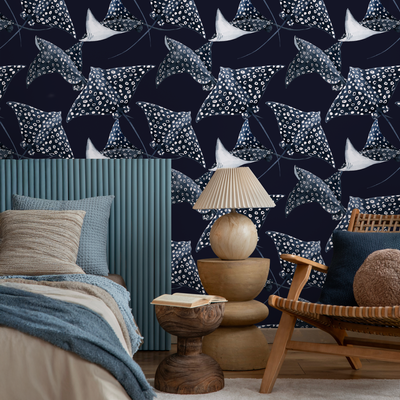 Navy Textured Wallpaper