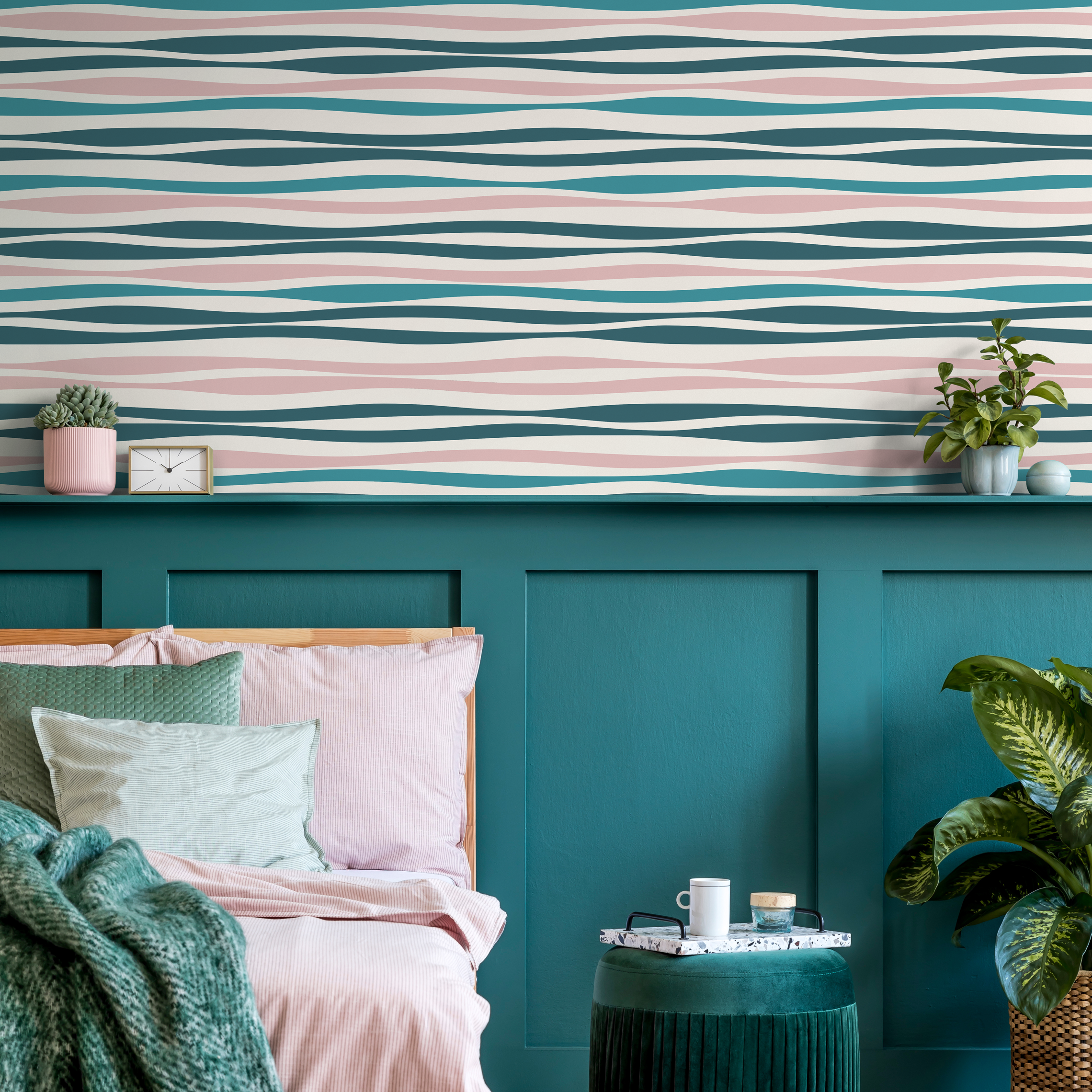 Pink And Teal Peel And Stick Wallpaper