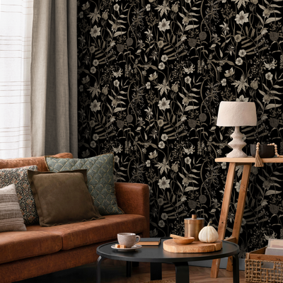 Black Wallpaper With Flower