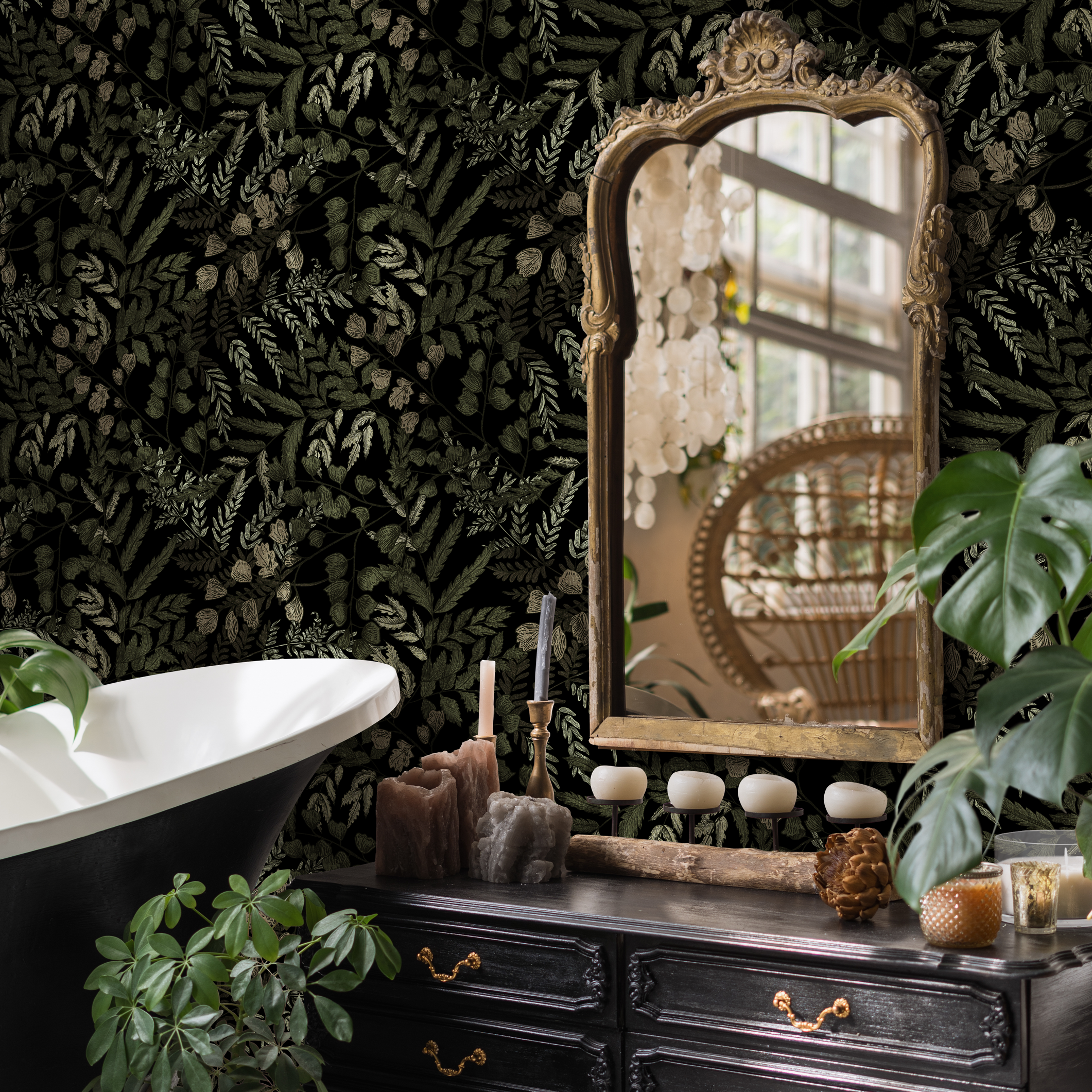Wallpaper Accent Wall Bathroom
