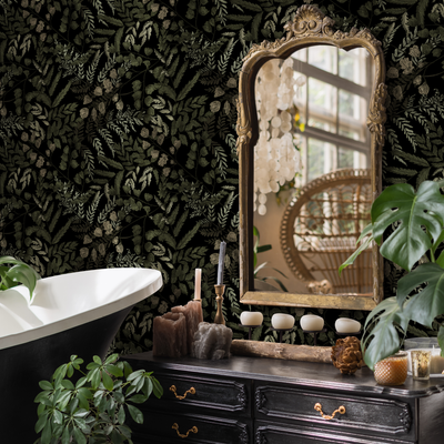 Wallpaper Accent Wall Bathroom