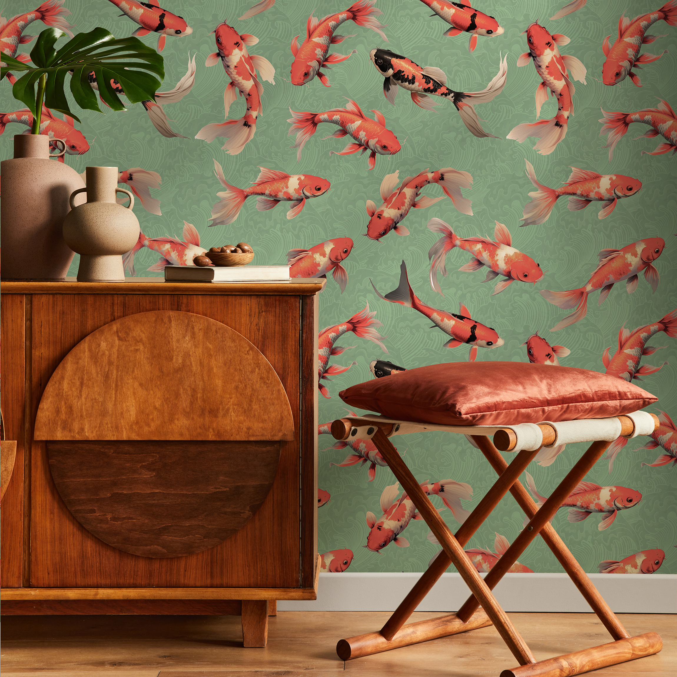 Orange Chinoiserie Wallpaper
