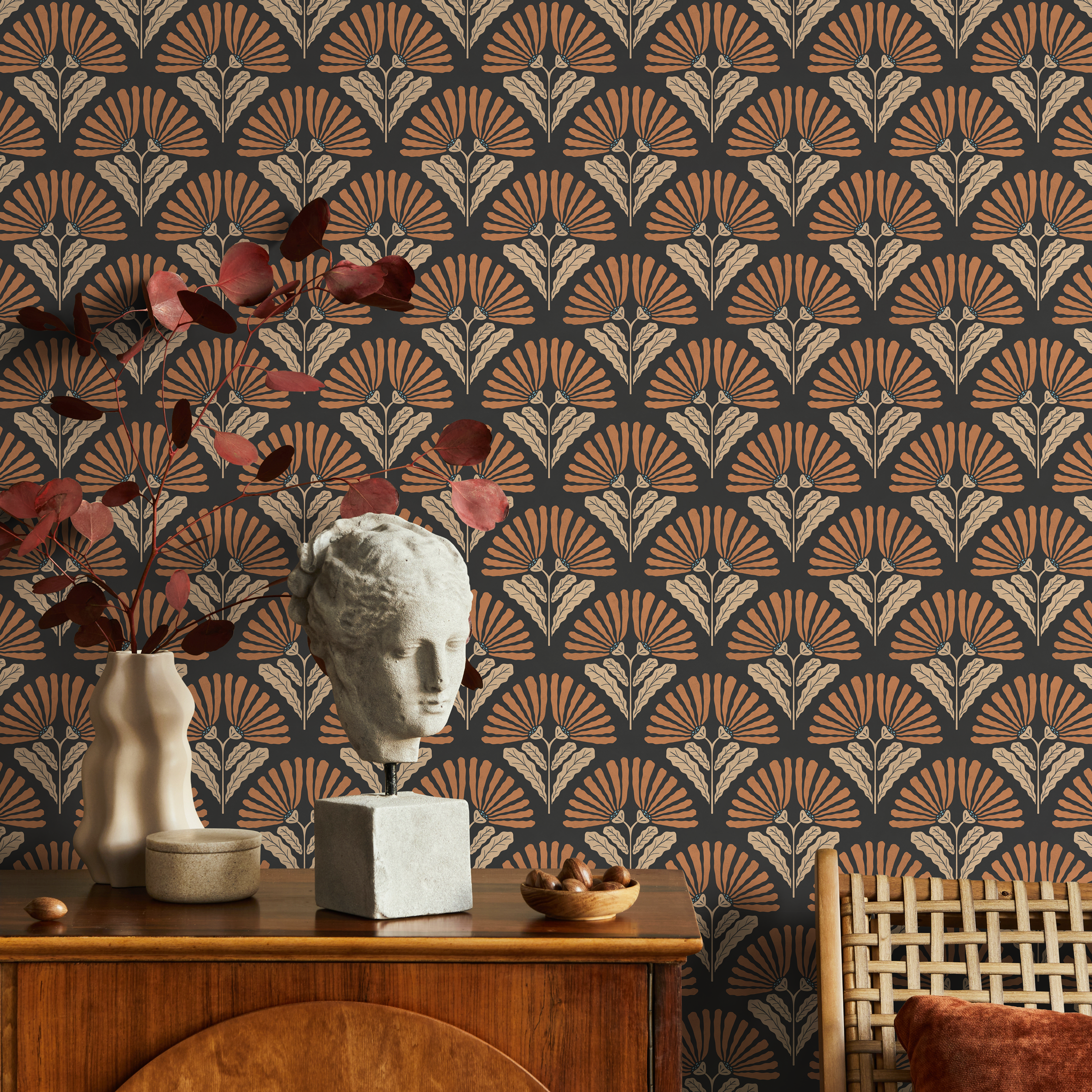 Mid Century Floral Wallpaper