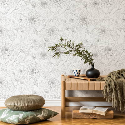 Wallpaper Grey Floral