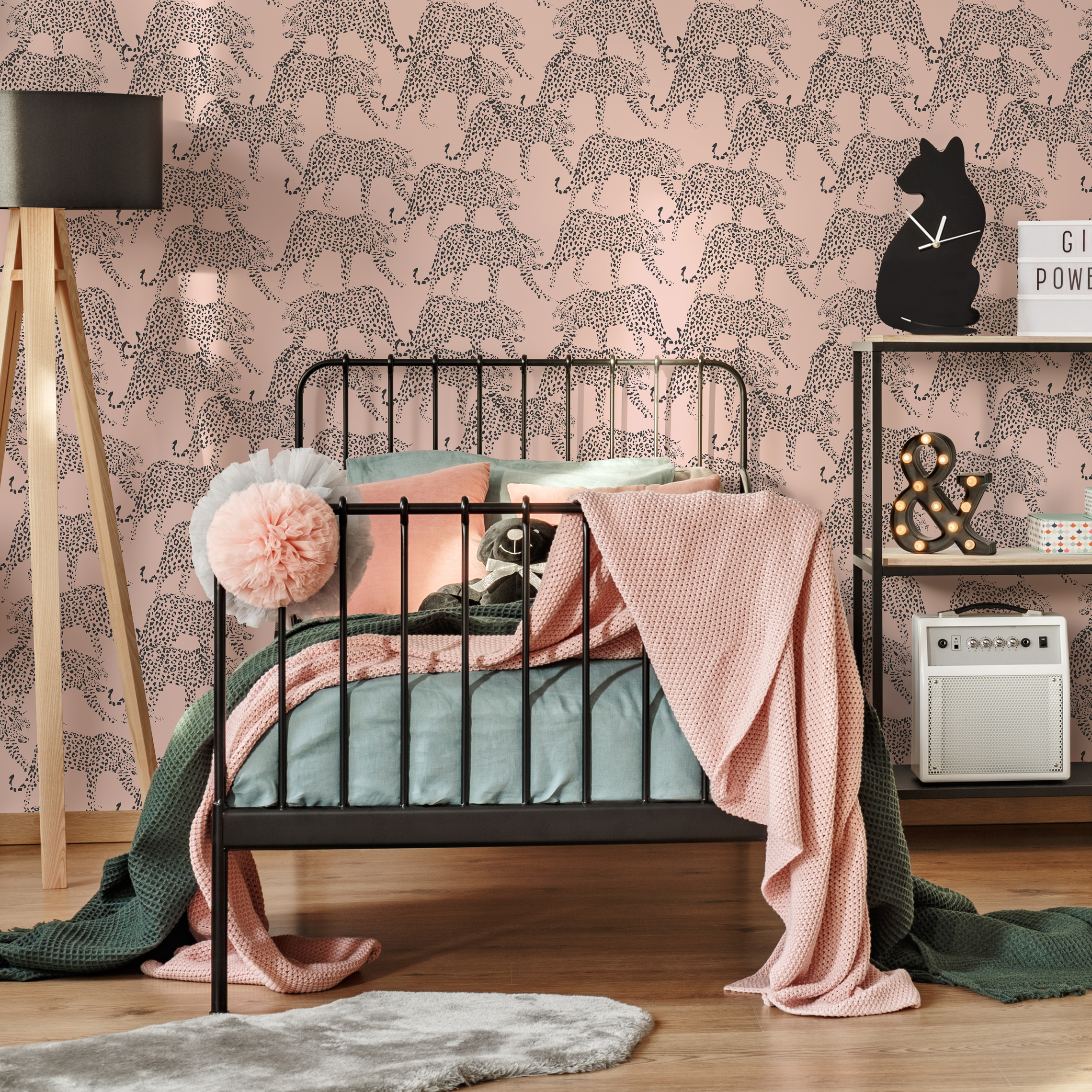 Pink And Black Leopard Print Wallpaper