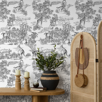 Black And White Toile Peel And Stick Wallpaper