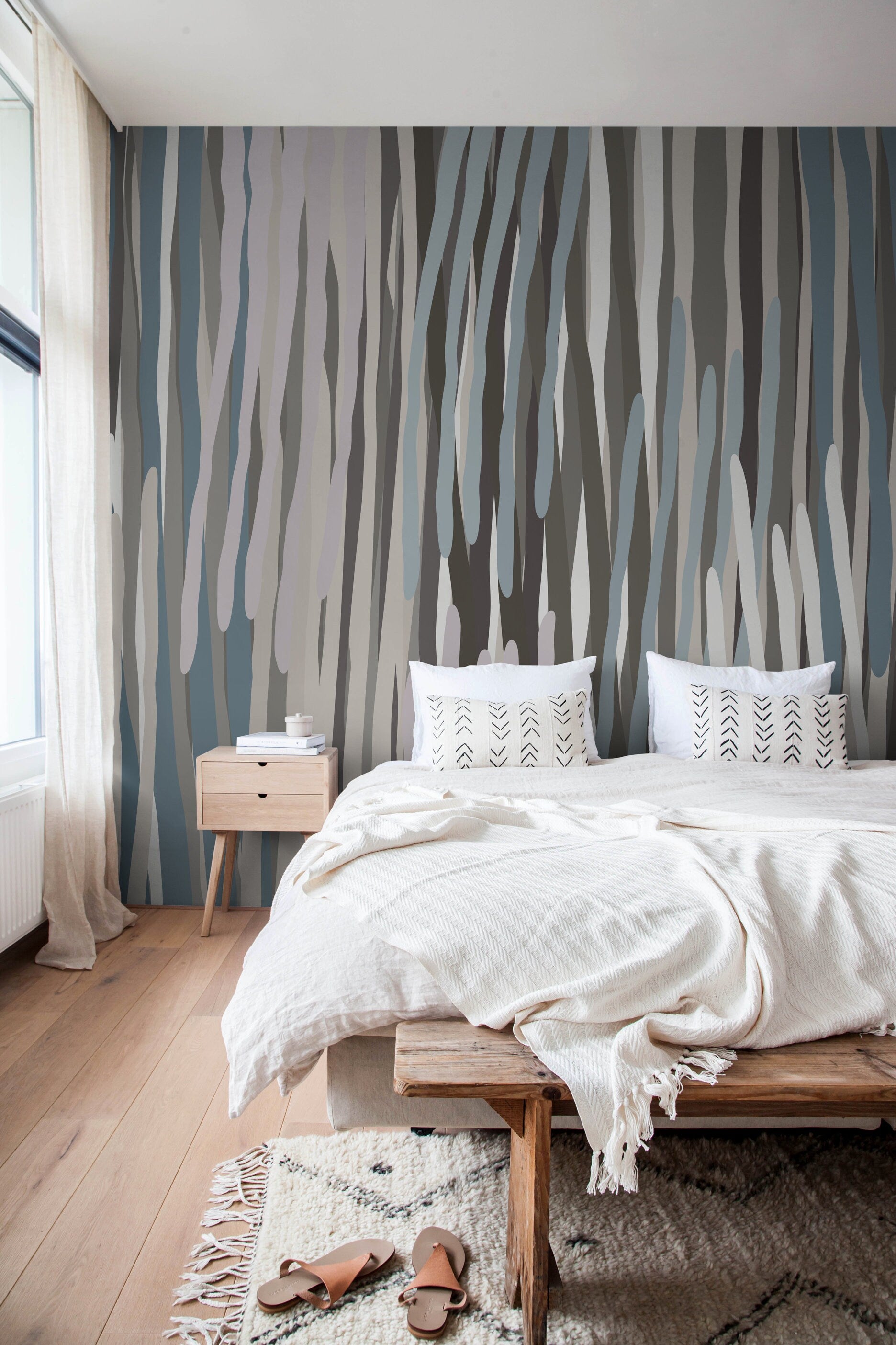 Gray Vertical Stripe Wallpaper