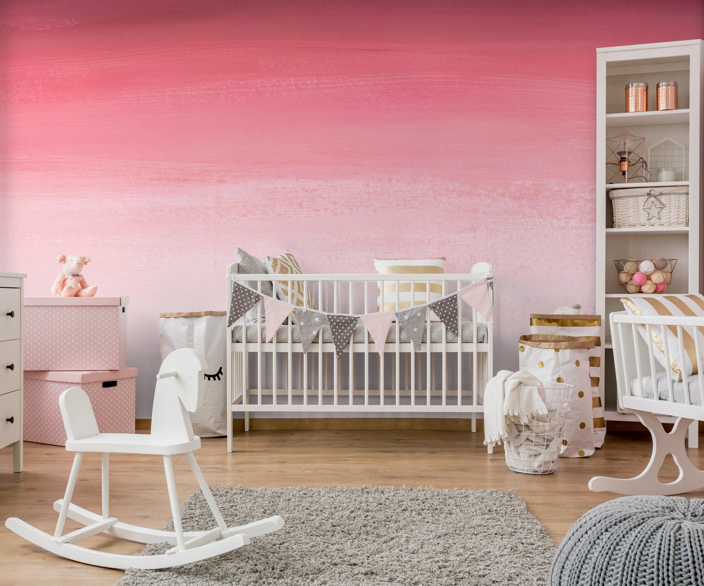 Pink and White Ombre Wallpaper
