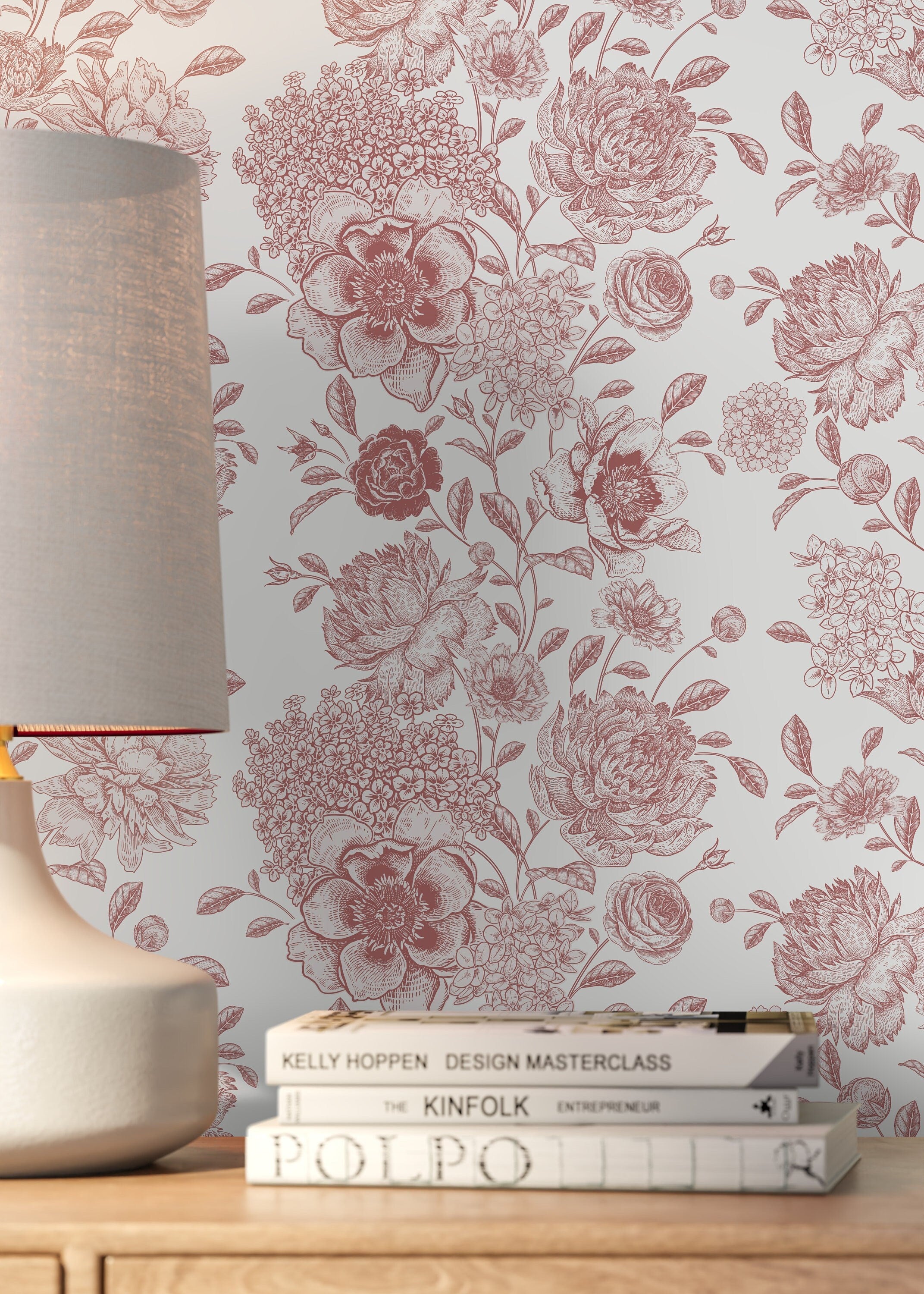 Pink and White Vintage Wallpaper