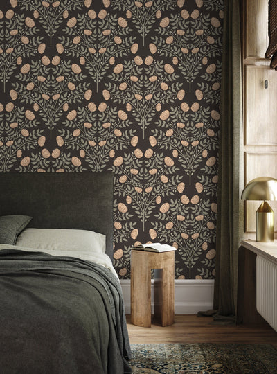 Brown Damask Wallpaper
