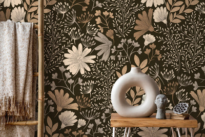Brown Floral Wallpaper