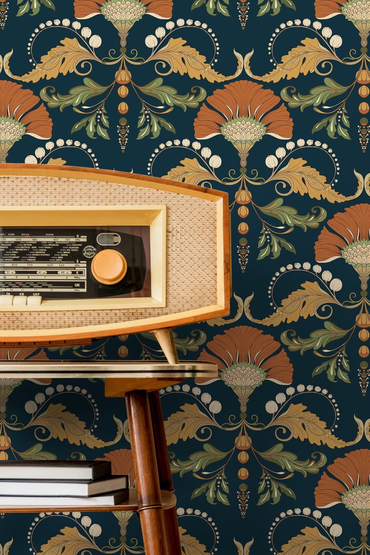 Navy Retro Wallpaper