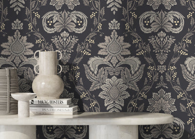 Gray Damask Peel And Stick Wallpaper