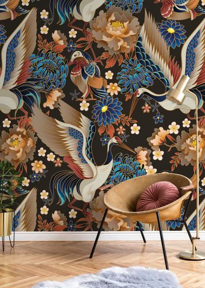 Black Chinoiserie Wallpaper