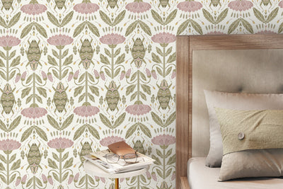 Sage Green And Pink Wallpaper