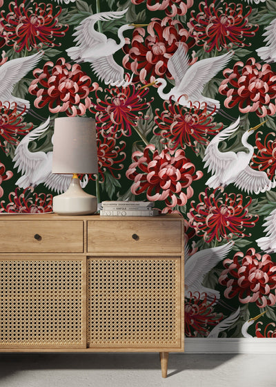 Pink and White Chinoiserie Wallpaper