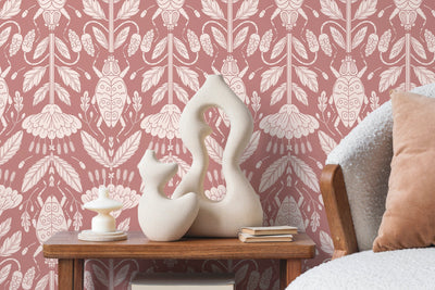 Dusty Pink Damask Wallpaper