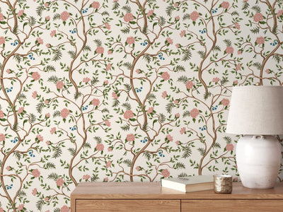 Dusty Pink Floral Peel and Stick Wallpaper