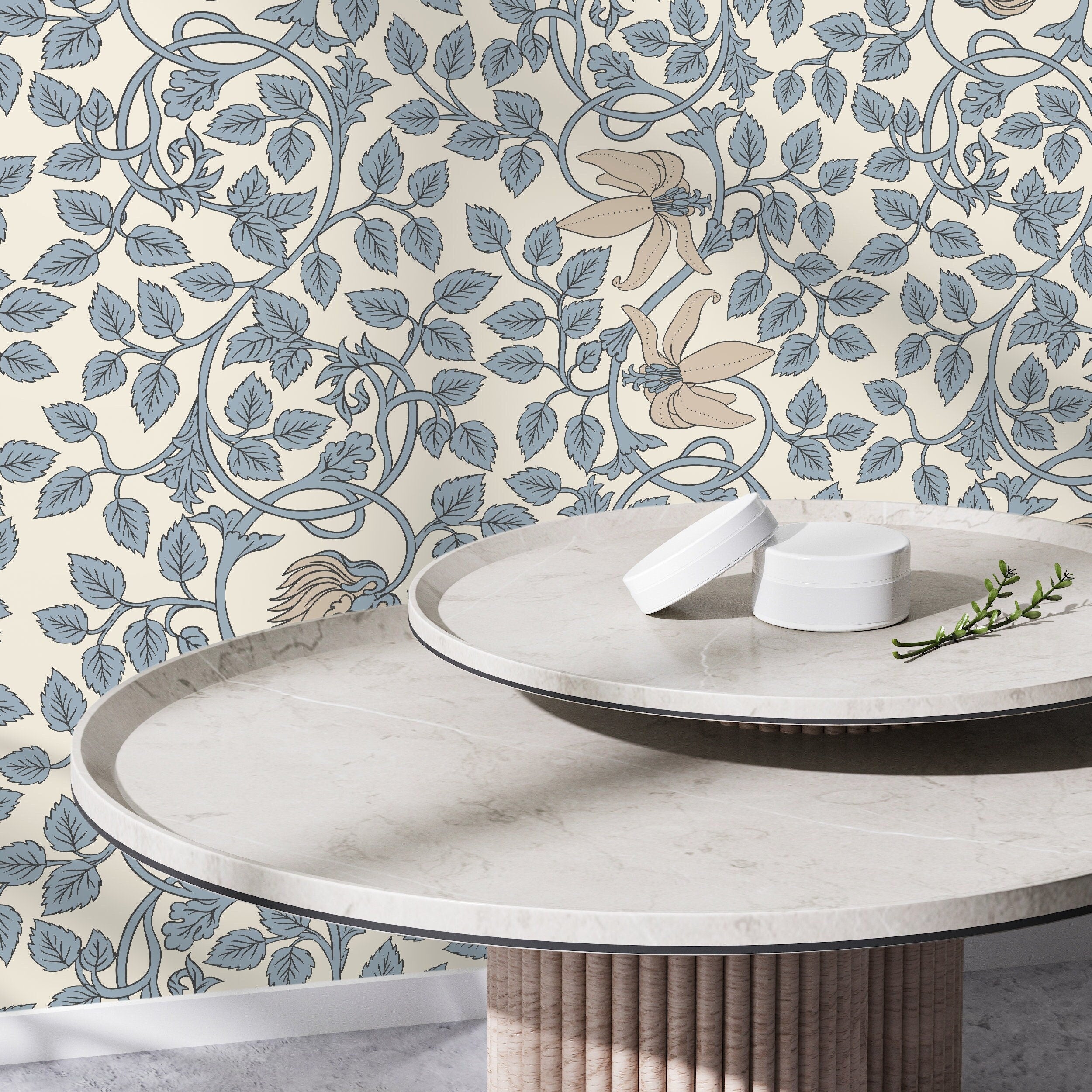 Pastel Blue Vintage Wallpaper