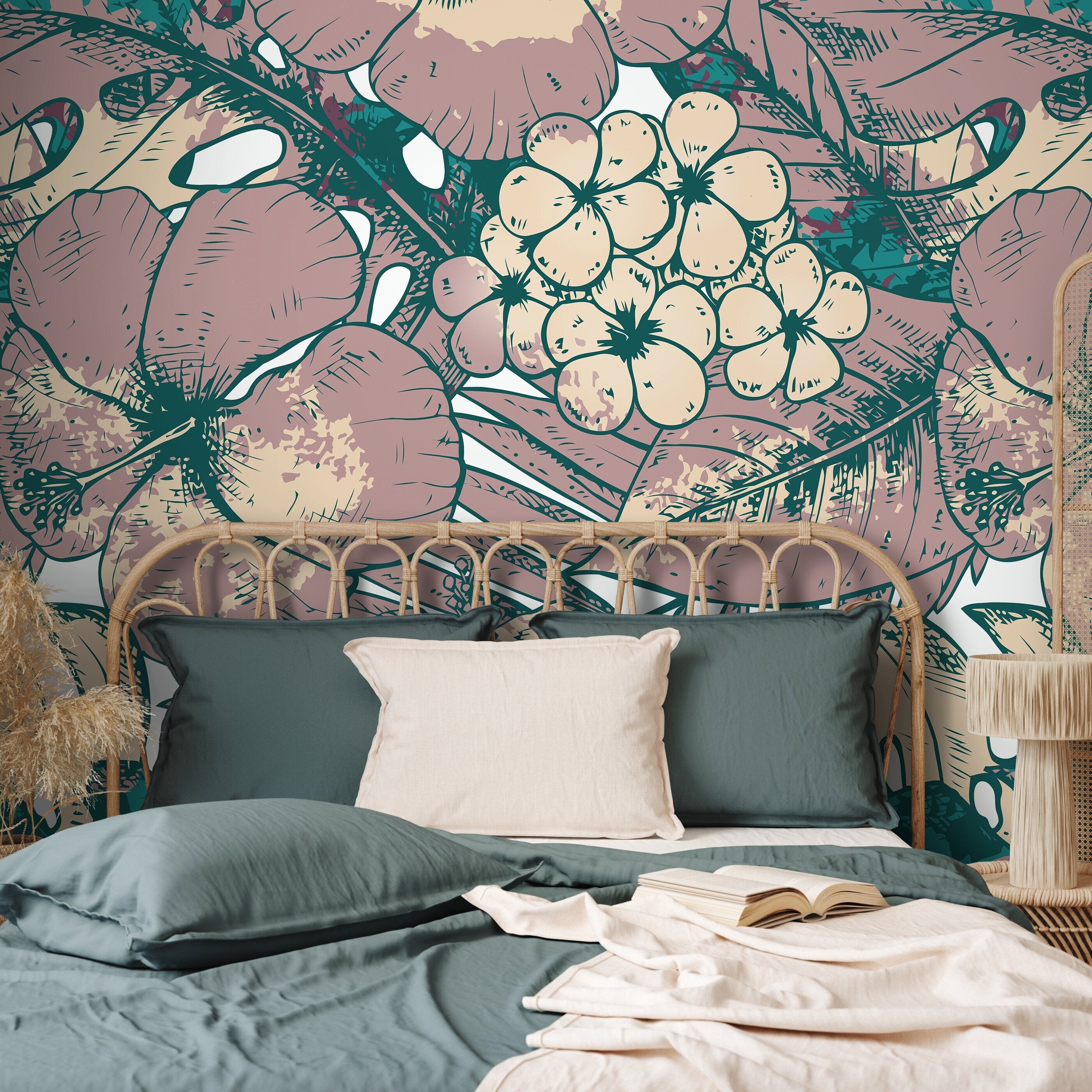 Dusty Pink Tropical Wallpaper