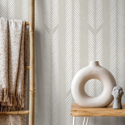 Cream Herringbone Peel and Stick Wallpaper
