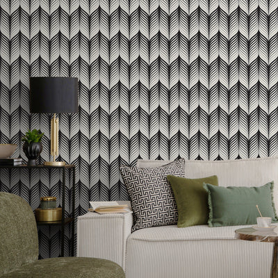 Black Chevron Peel And Stick Wallpaper