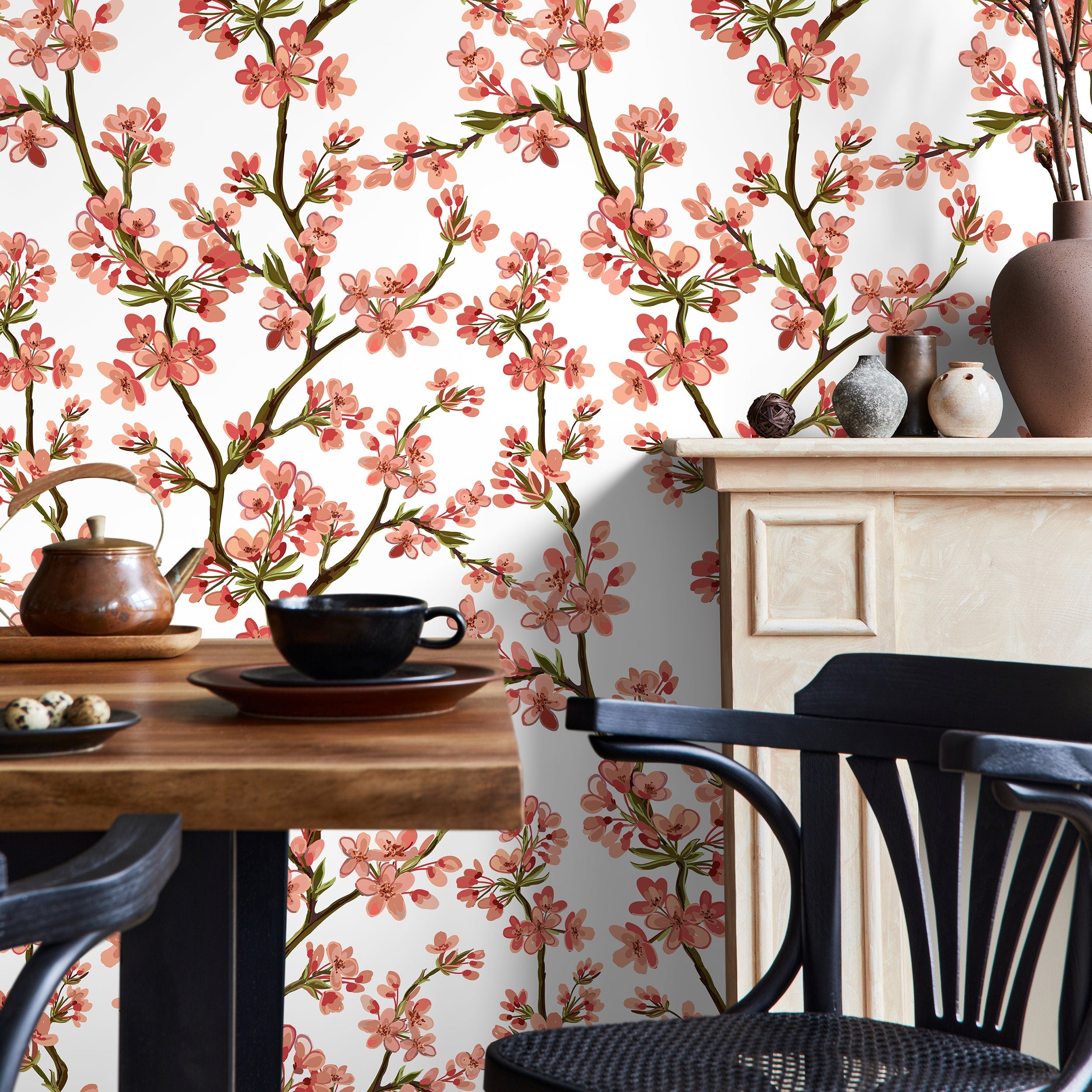 Peel And Stick Cherry Blossom Wallpaper