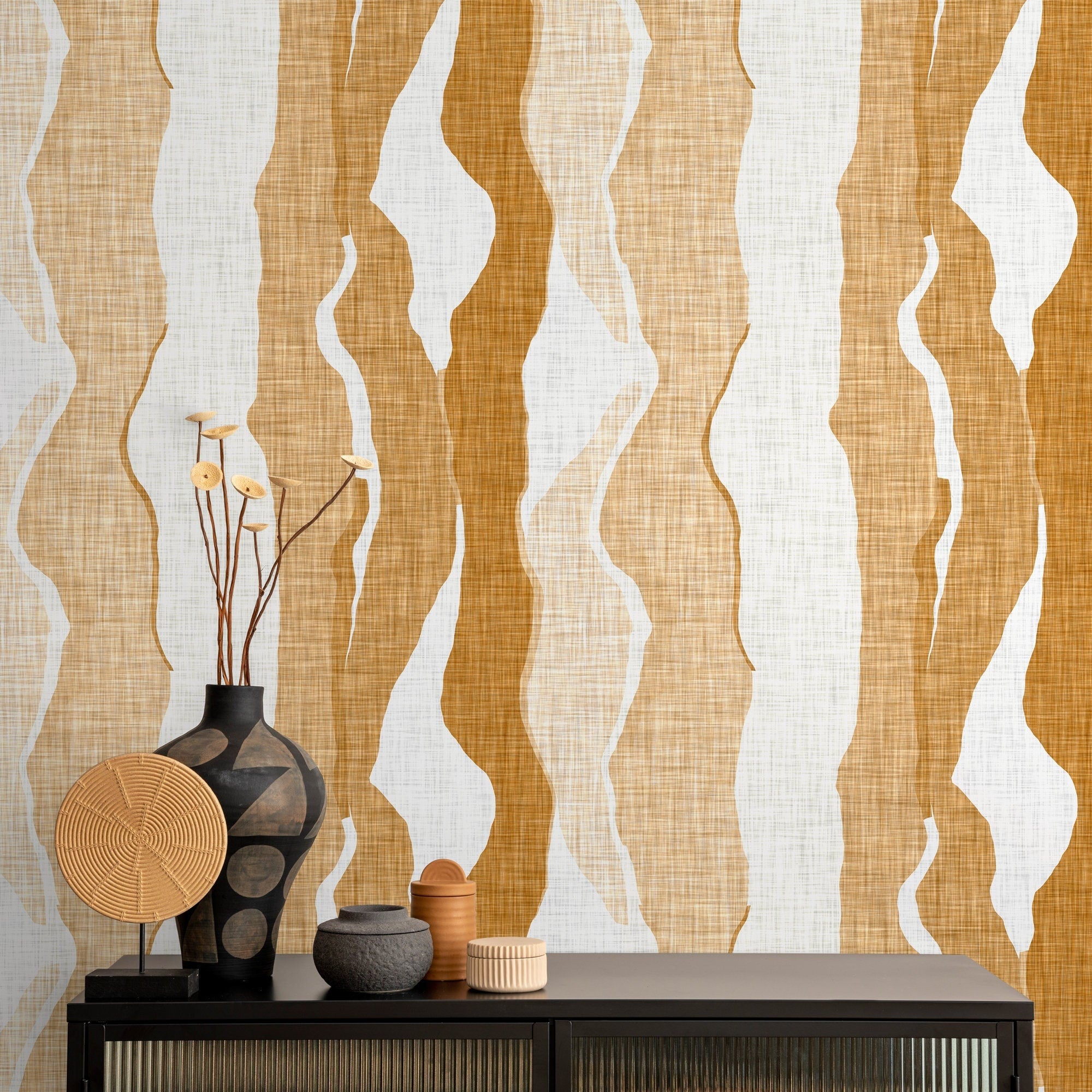 Yellow Stripe Peel And Stick Wallpaper