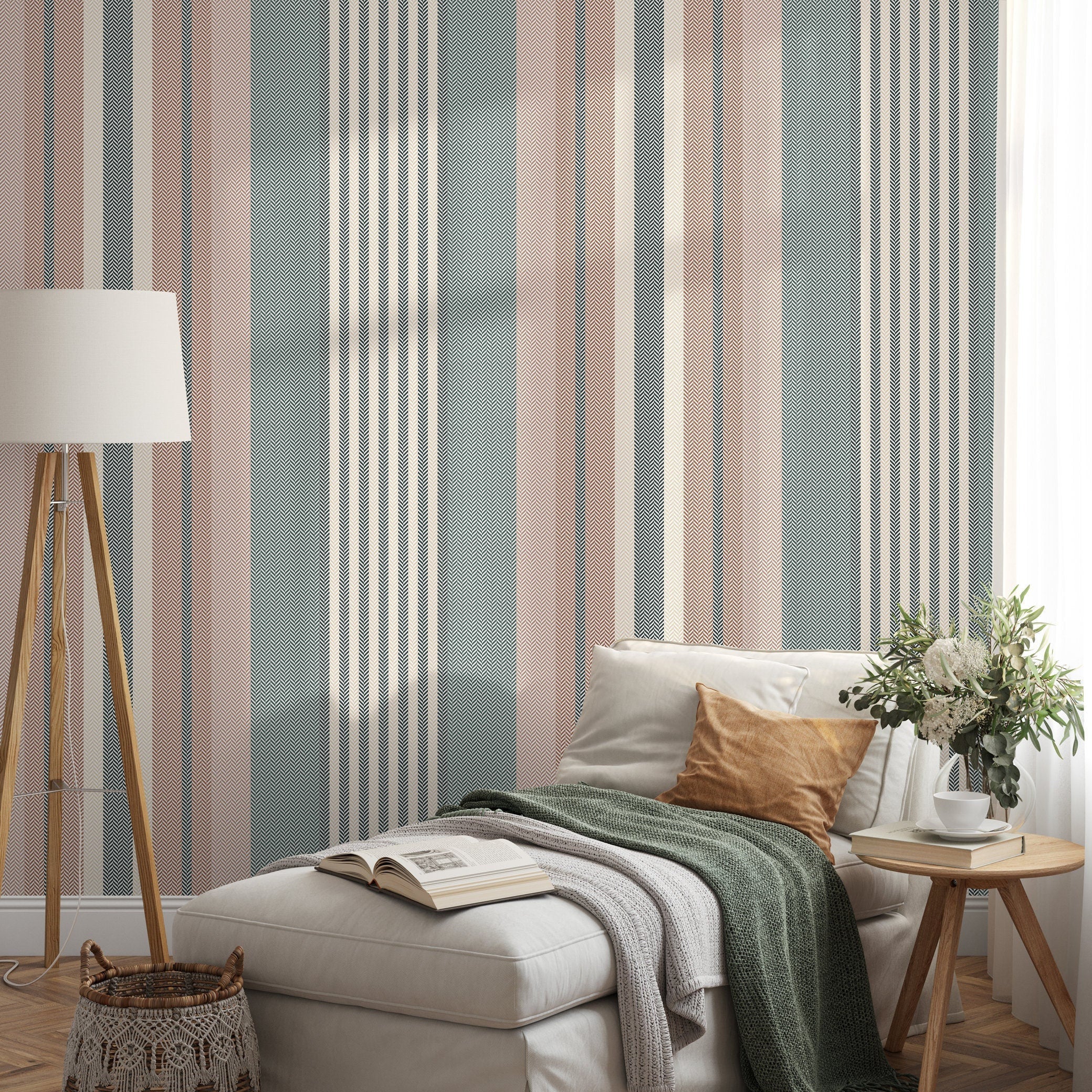 Dusty Pink Herringbone Wallpaper