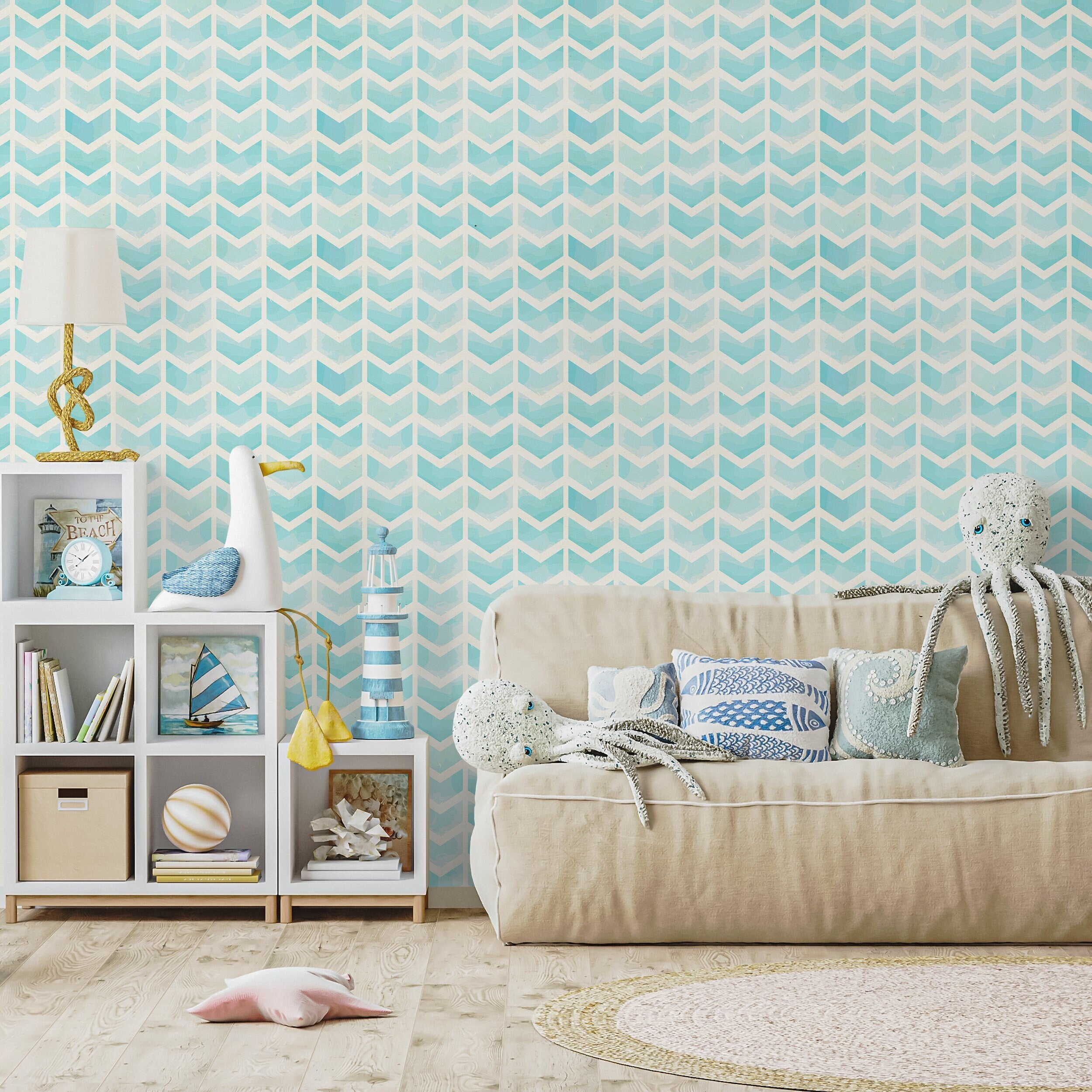 Coastal Herringbone Wallpaper