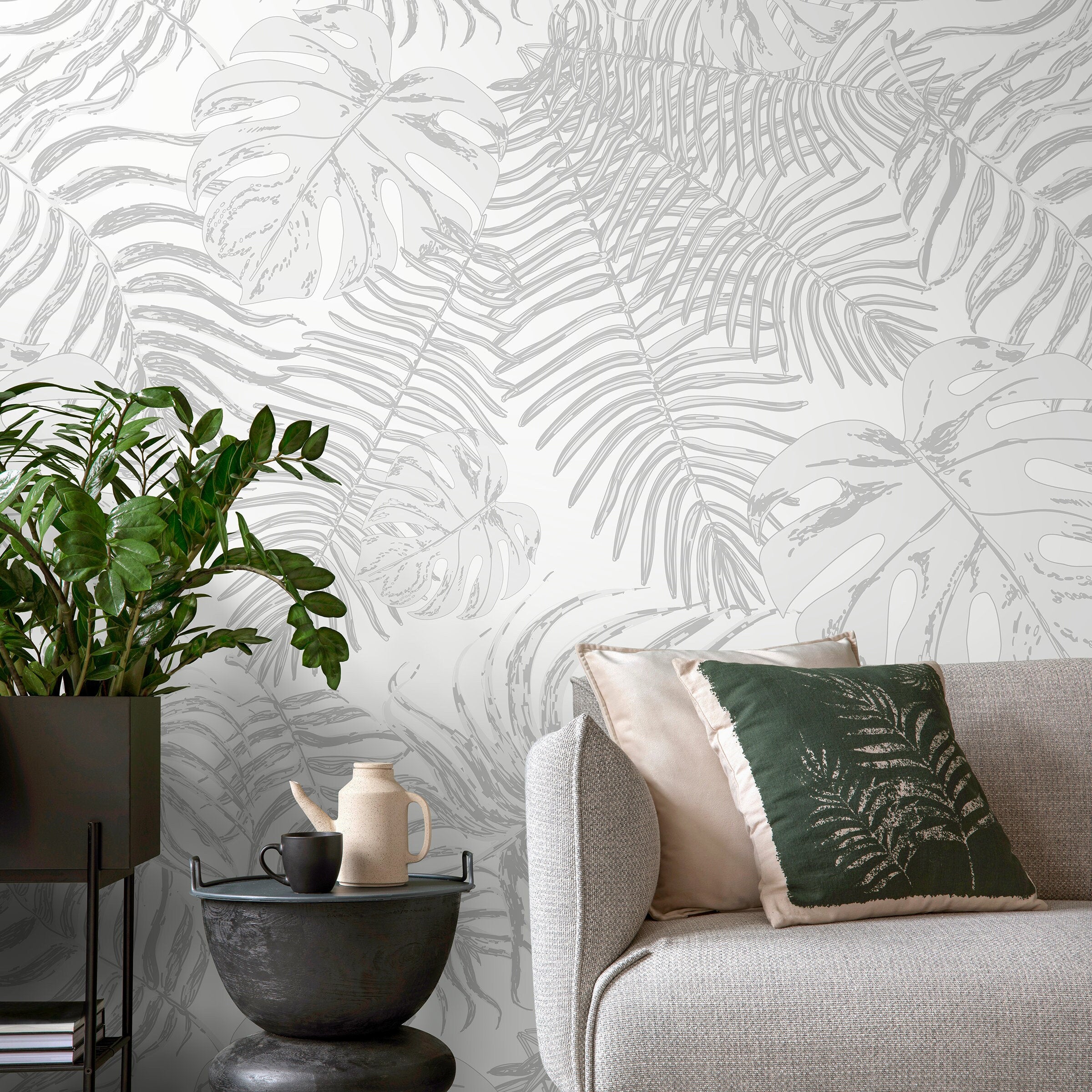Gray Tropical Wallpaper