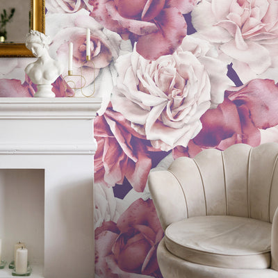 Pink Rose Peel And Stick Wallpaper