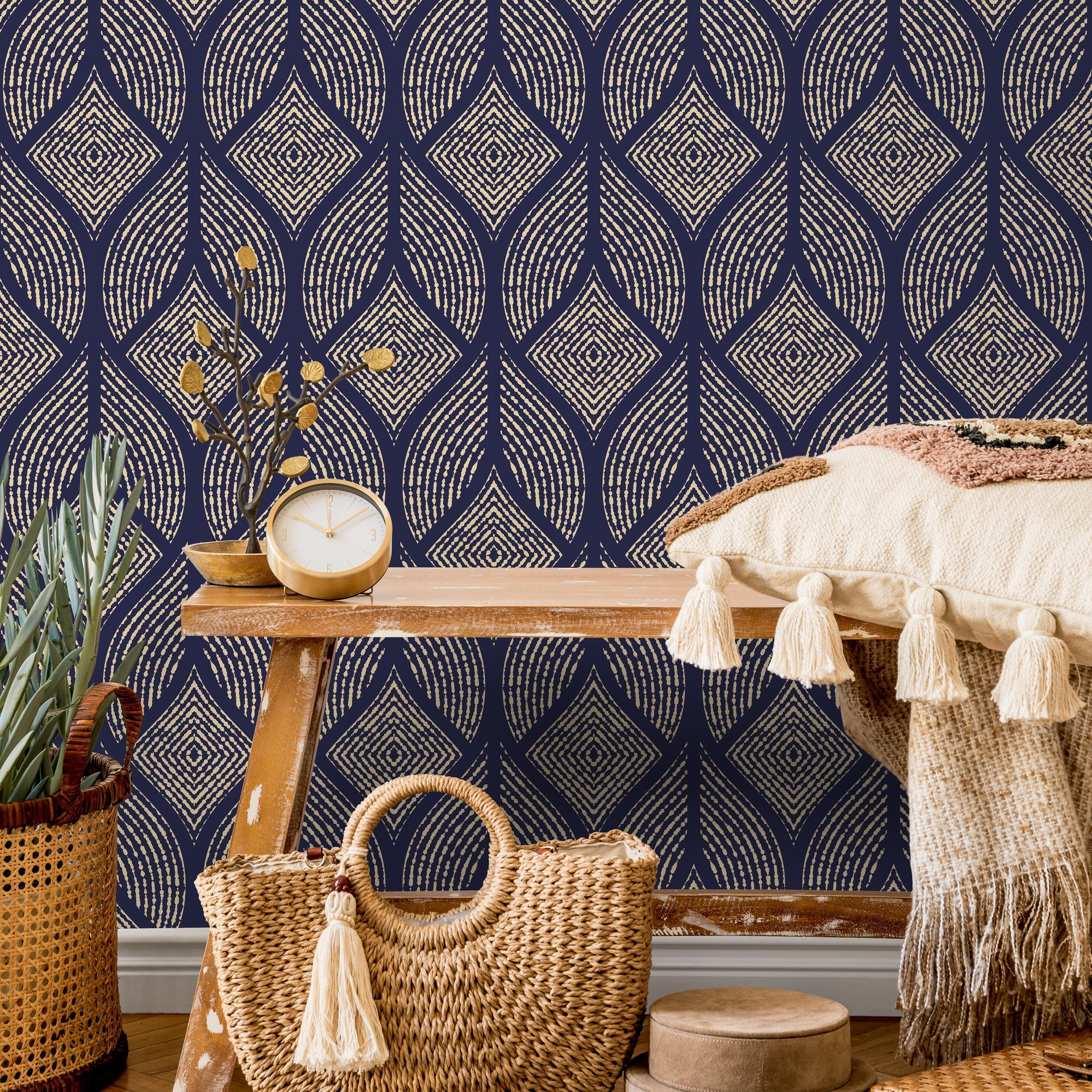 Navy Blue Geometric Wallpaper