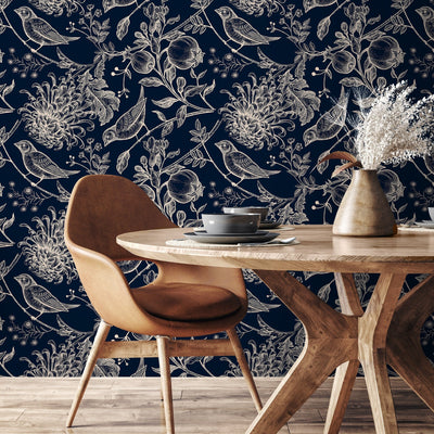 Navy Blue Bird Wallpaper