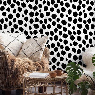 Black And White Polka Dot Peel And Stick Wallpaper