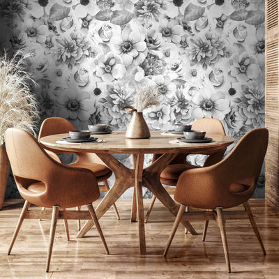 Gray And White Flower Wallpaper