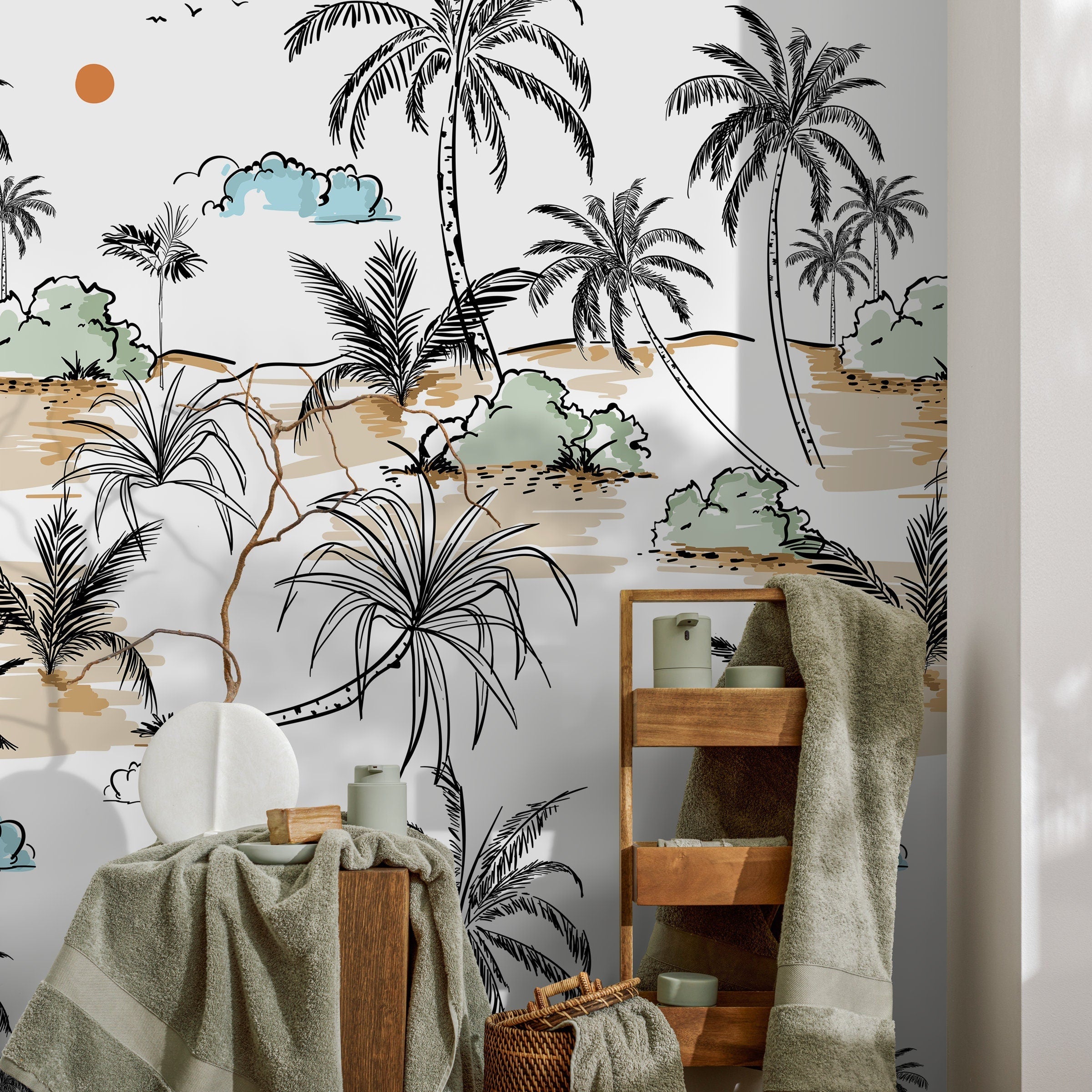 Beach And Palm Tree Wallpaper