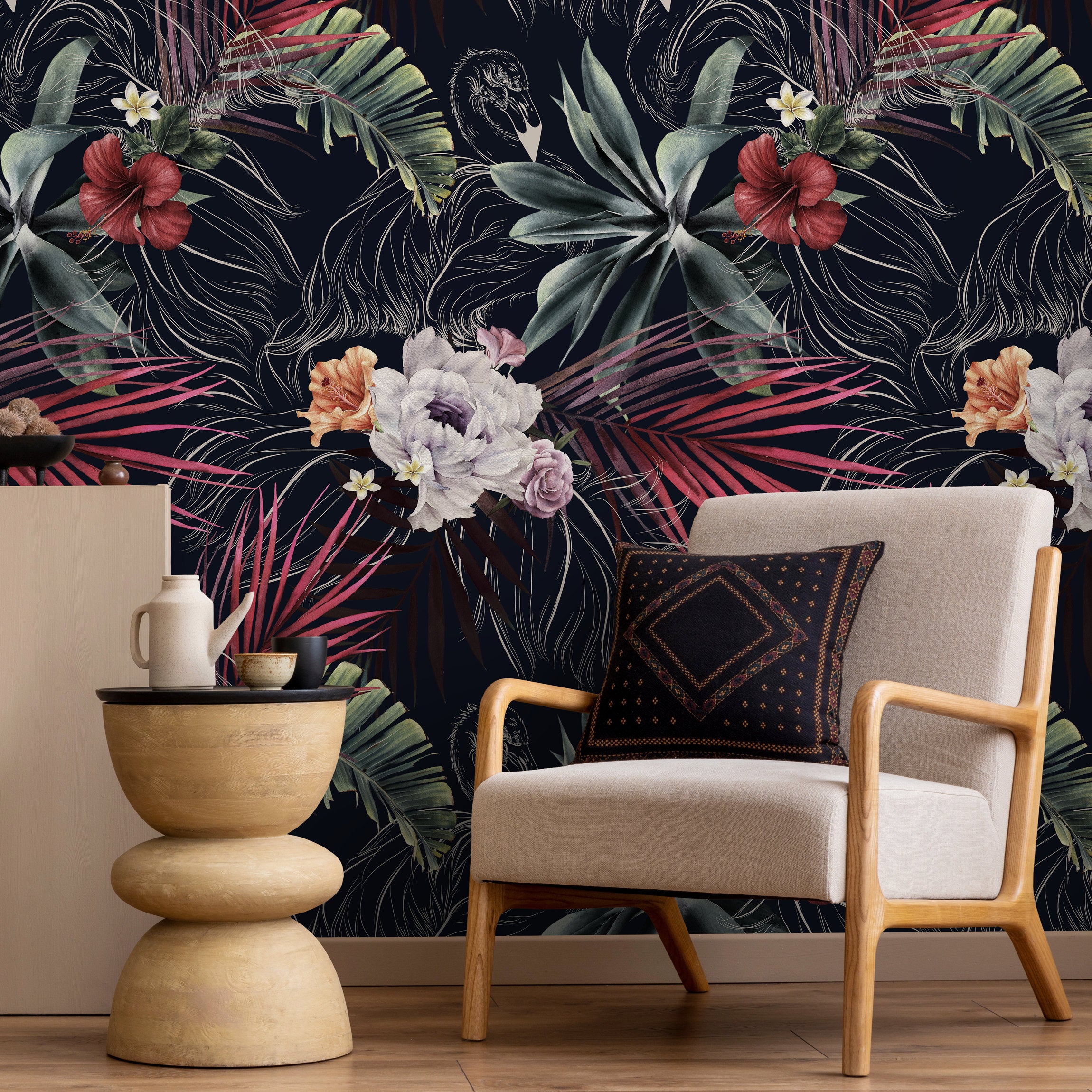 Dark Pink Floral Wallpaper