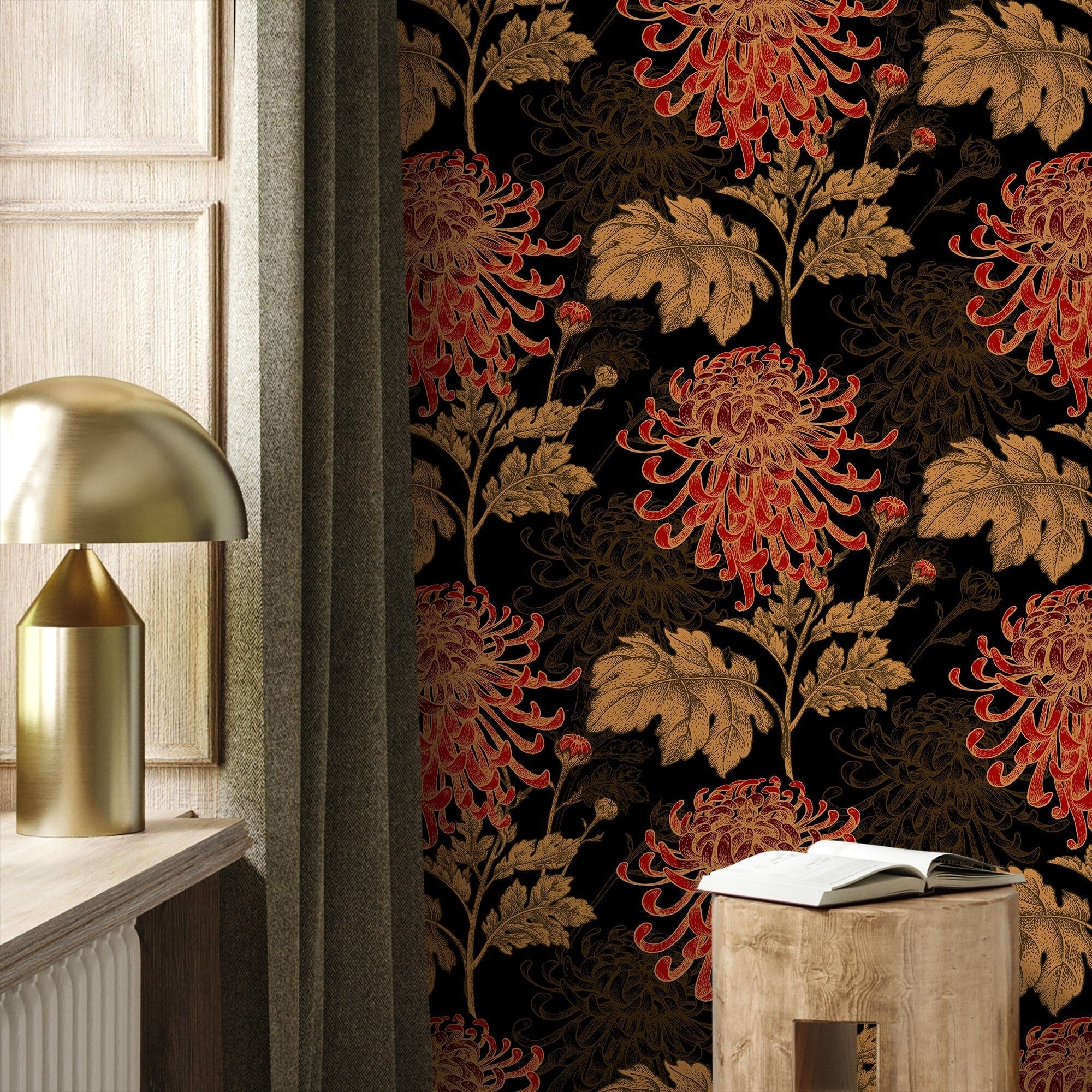 Black and Gold Chinoiserie Wallpaper