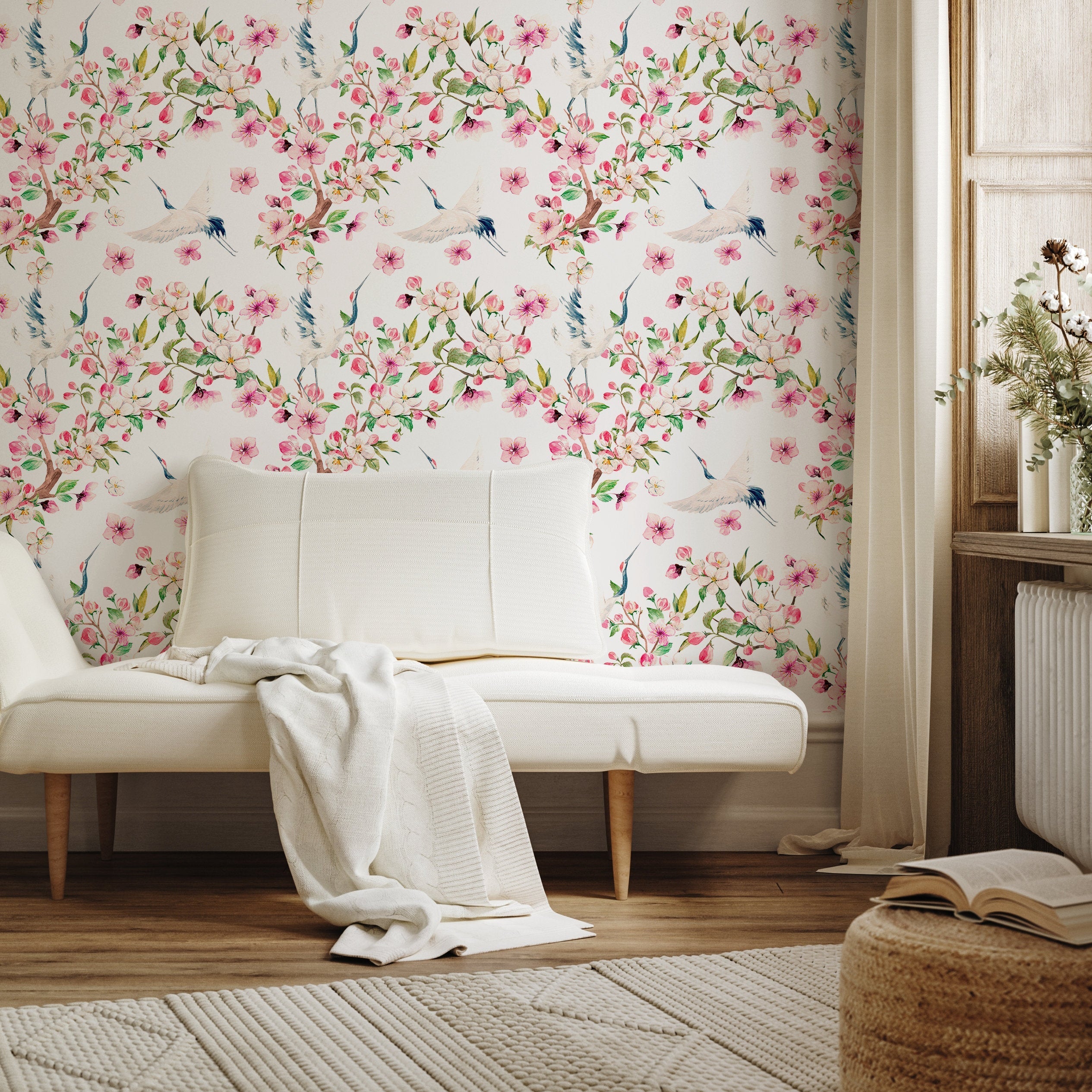 Pink and White Japanese Wallpaper