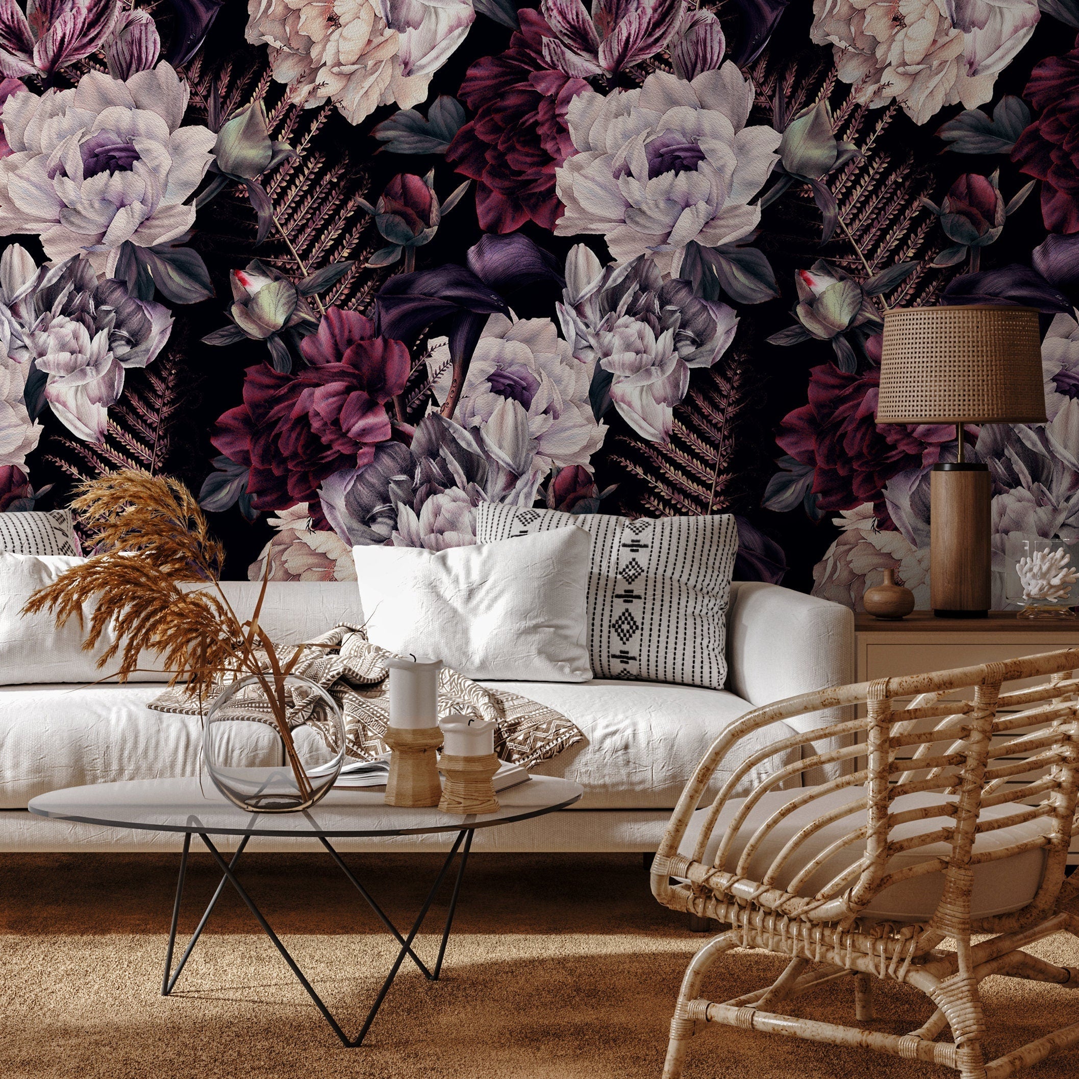 Burgundy Peel and Stick Wallpaper in Rich, Moody Hues