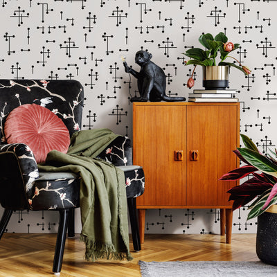 Black and White Mid Century Wallpaper