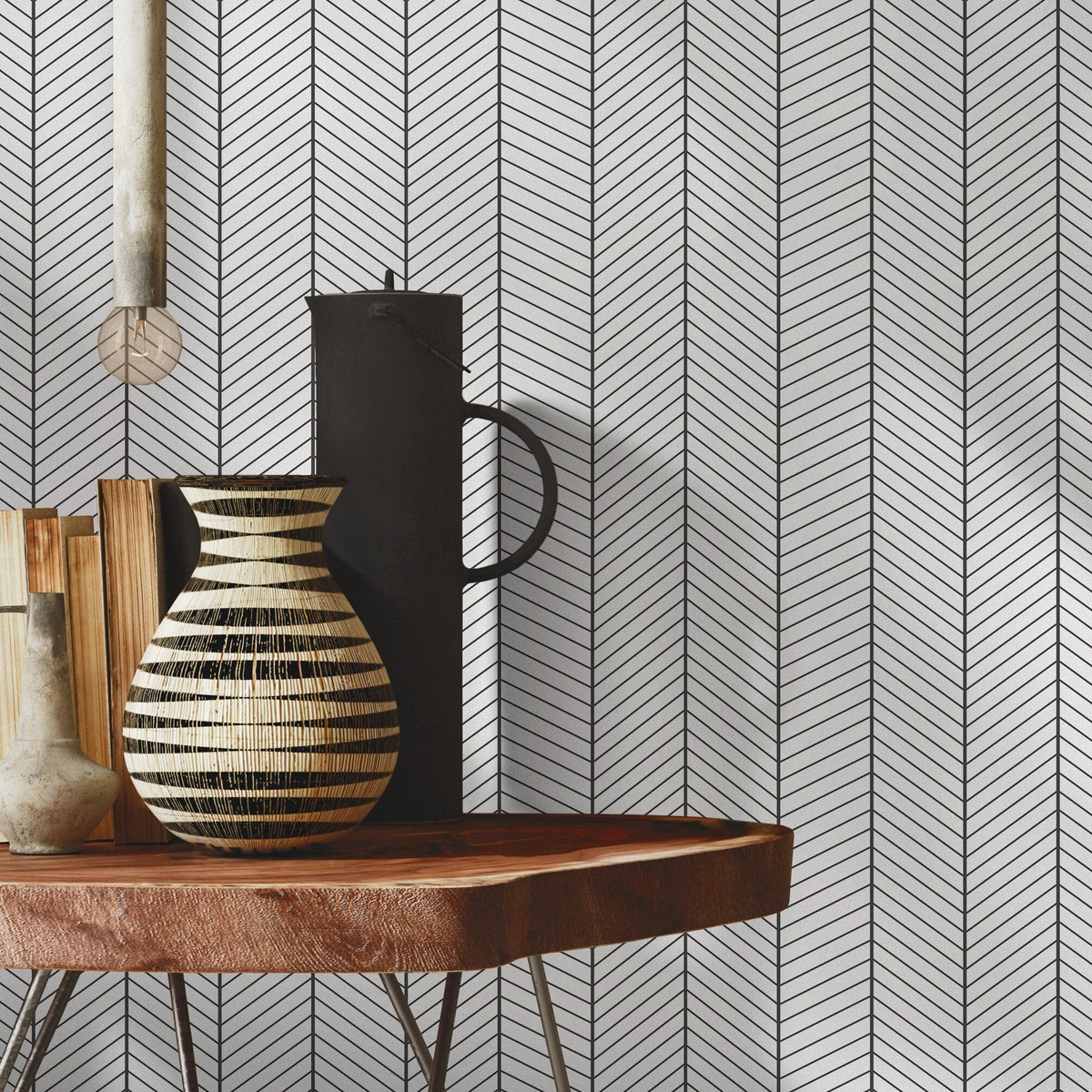 Gray Herringbone Wallpaper