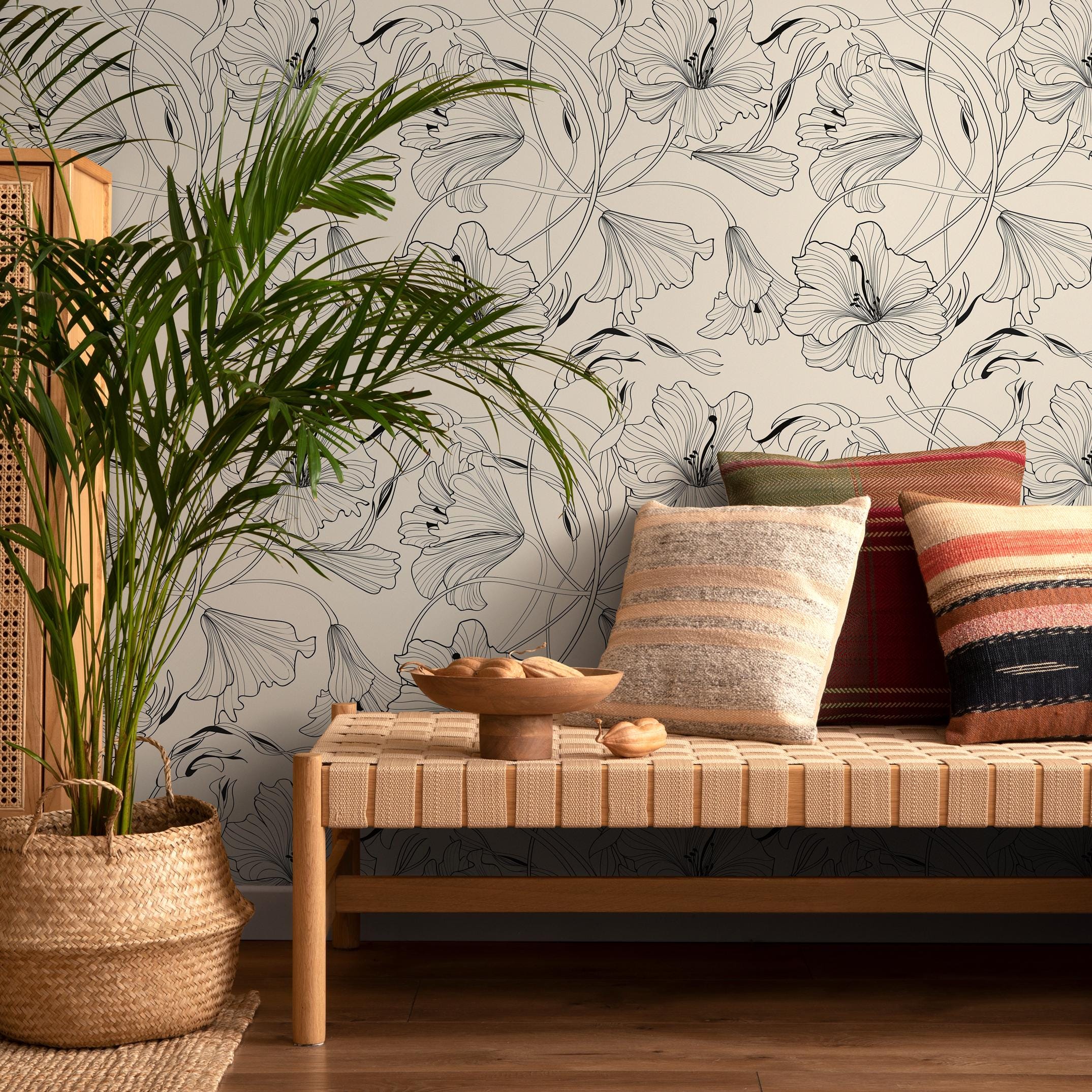 Beige Flower Wallpaper